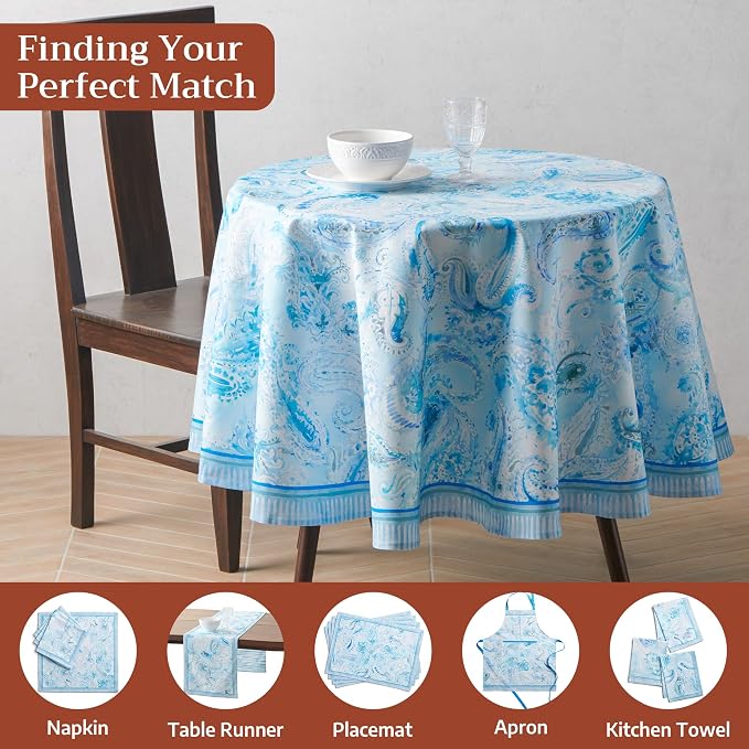 Maison d'Hermine Premium Table Cloth Round Table 100% Cotton 70 Inches - Image 7
