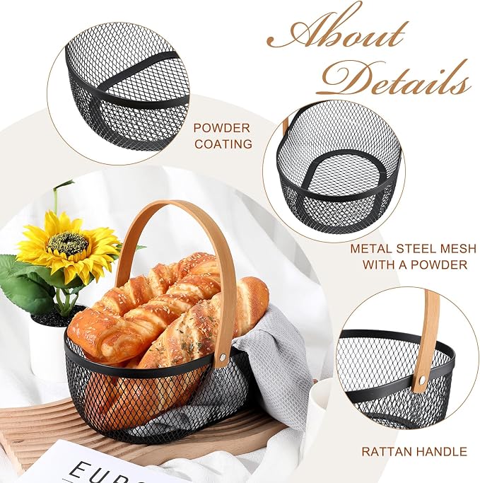 Maxcheck 4 Pcs Oval Metal Wire Storage Basket - Image 4
