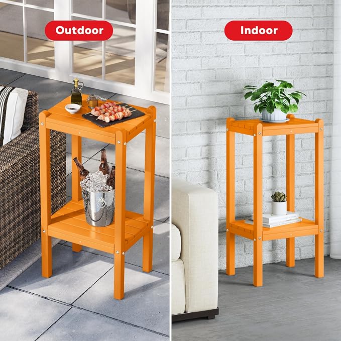 Costaelm Outdoor Side Table, 2-Tier Small Patio Coffee Tables - Image 3