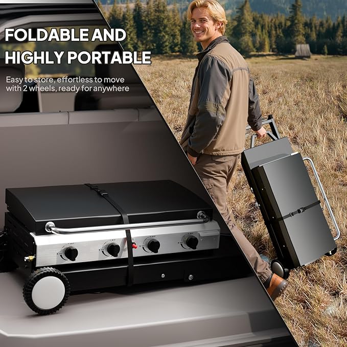 ROVSUN 4 Burner Foldable Propane Griddle - Image 3
