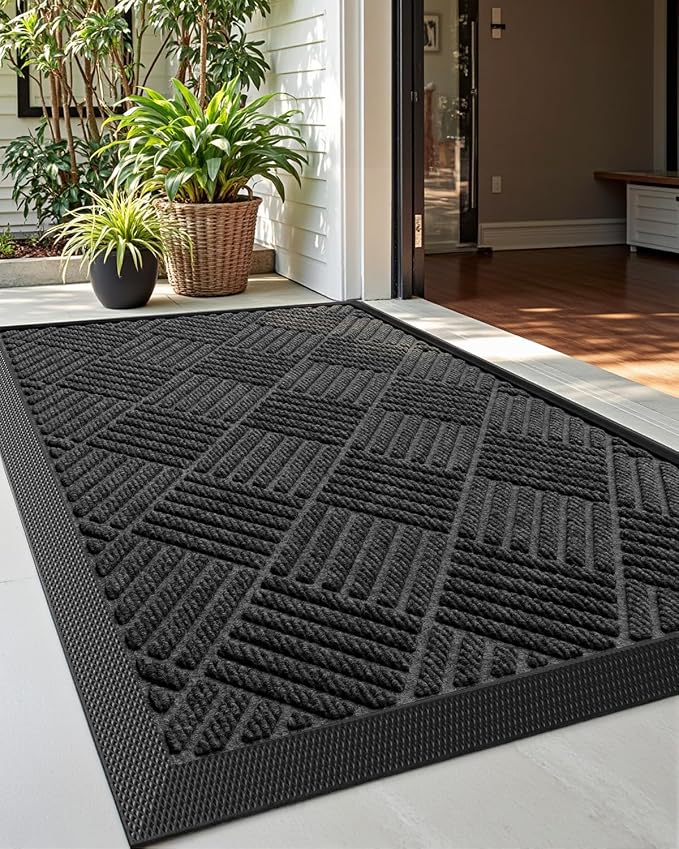 DEXI Front Door Mat Outside Entrance, 2x3 ft Rubber Entry Doormat Heavy Duty by DEXI