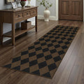 Easy Jute Checkered Runner Rug, 2x6 Coffee Modern Washable Rugs Runner by Rugalia