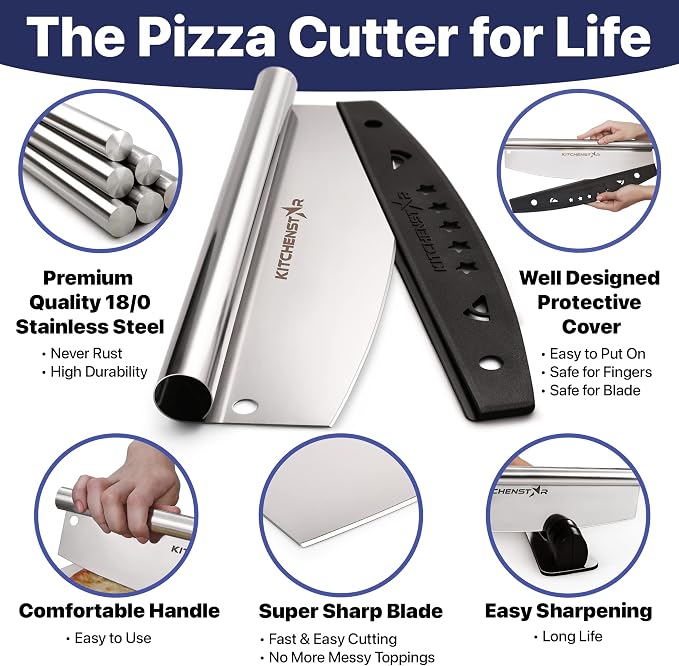 KitchenStar 12-Inch Pizza Cutter Rocker Blade - Image 3