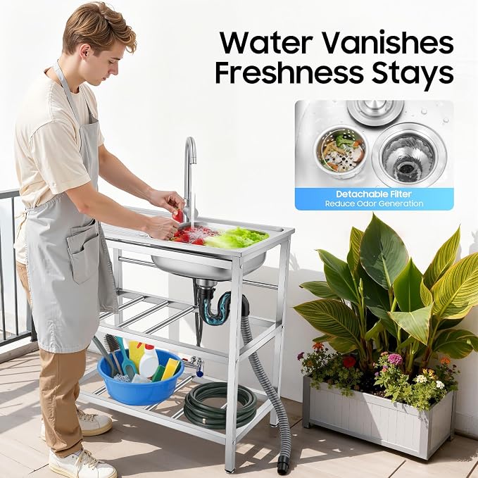 Outdoor Utility Sink, Freestanding Kitchen Sink - Image 6