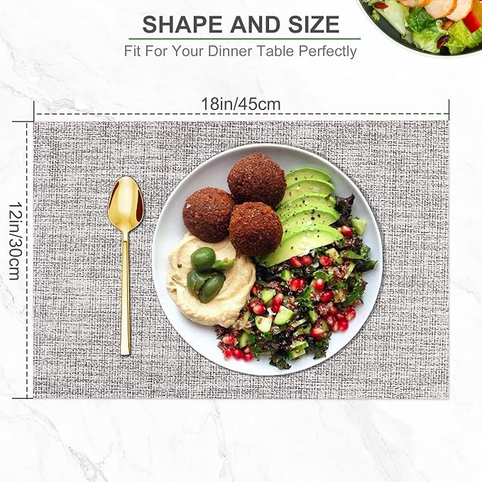 BETEAM Placemats Set of 6, Woven Vinyl Placemat - Image 5