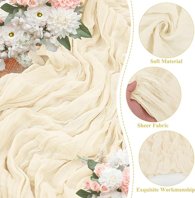 8 Packs Cheesecloth Table Runner 10FT Long Boho Gauze Fabric Table Runner - Image 3