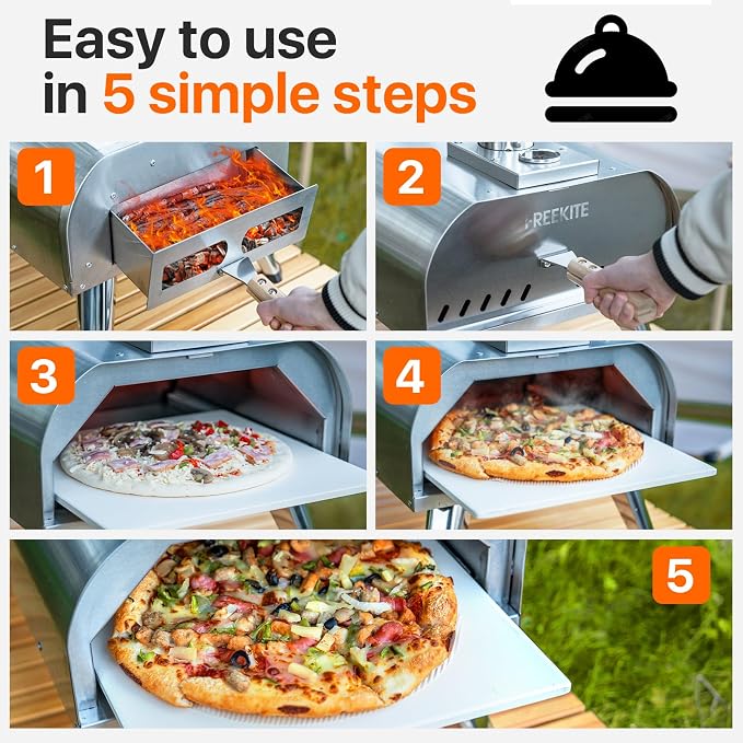 Pizza Oven 13 Inch Outdoor Wood Fired Portable Stainless Steel Pizza Oven - Image 7