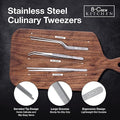Stainless Steel Culinary Tweezers, 6-Inch Serrated Tips for Plating