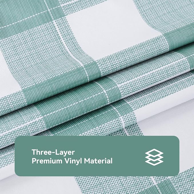 Romanstile Rectangle Plastic Tablecloth, 100% Waterproof Oil-Proof Checkered - Image 6