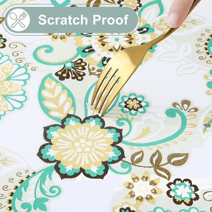 misaya Rectangle Waterproof Vinyl Table Cloth, Wipeable Tablecloth - Image 4