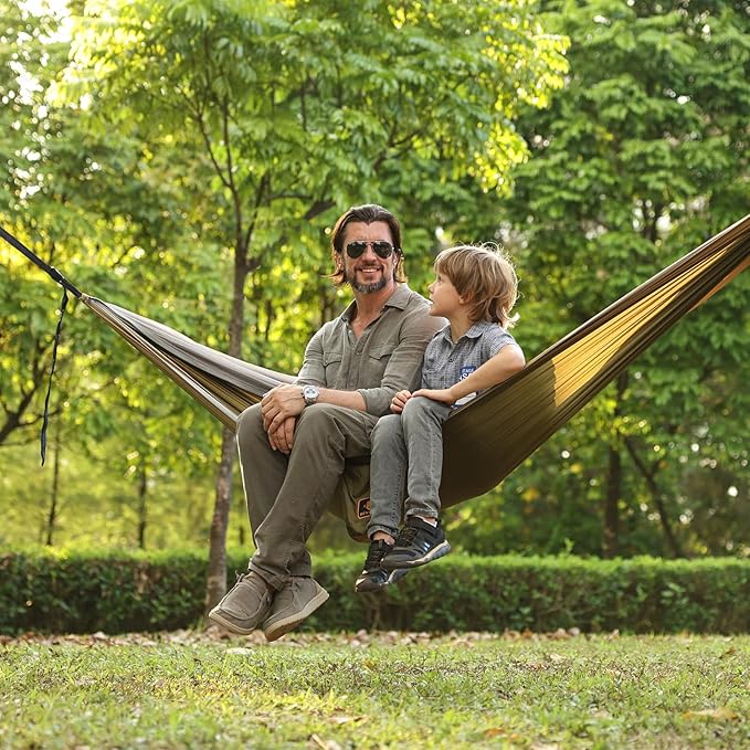 Hammock with Built-In Mosquito Net, Double Nylon, Green and Khaki