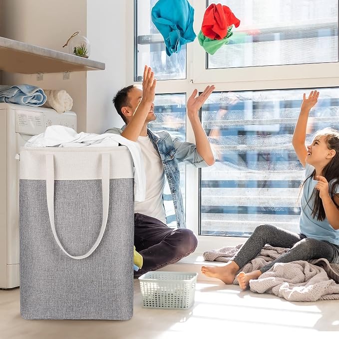 Collapsible Laundry Baskets Double Laundry Hampers Large Foldable Laundry - Image 2