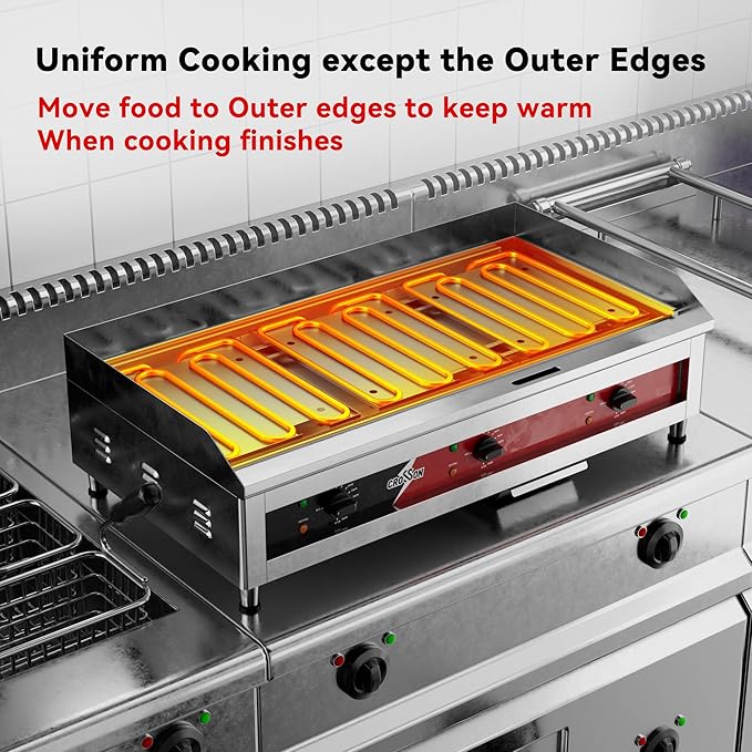 CROSSON 36"*16" Large Commercial Electric Countertop Griddle, Flat Top Heavy - Image 5