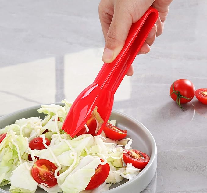 Serving Tongs, Red Food-Safe Polycarbonate, 6 x 6 Inch