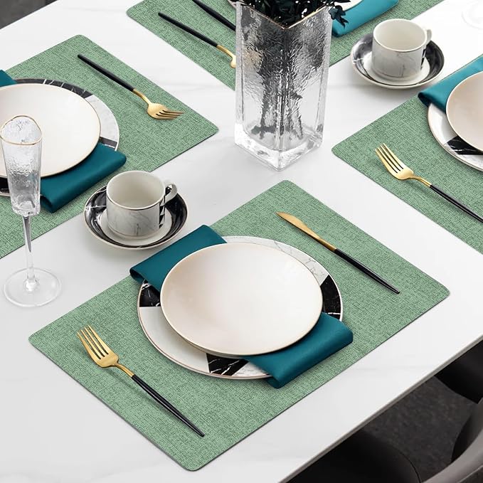 Faux Leather Heat Resistant Christmas Placemats Set of 4 – Waterproof Oilproof - Image 2