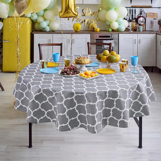 Nasitos 2 Pack 60 Inch Round Plastic Vinyl Tablecloth - Image 2