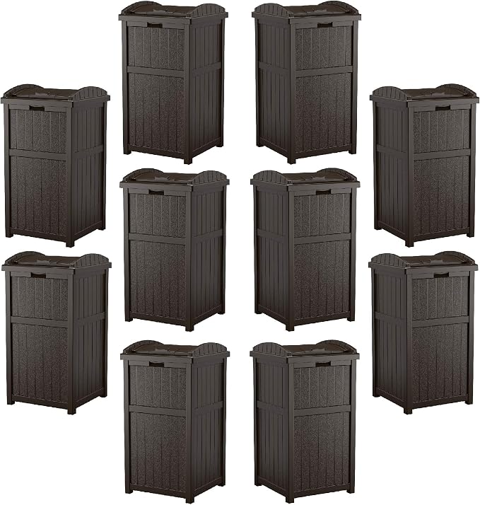 Suncast Trash Hideaway Outdoor 33 Gallon Garbage Waste Can Bin by Suncast