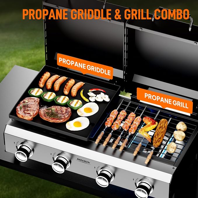 Bonnlo 4 Burners Gas Flat Top Grill and Griddle Combo - Image 3