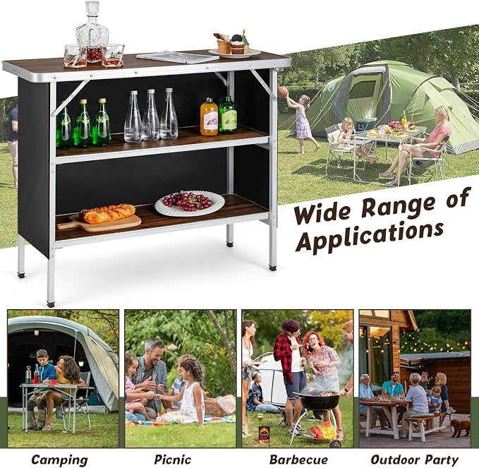 Giantex Portable Bar Table for Events, Folding Mobile Bartending Station - Image 9
