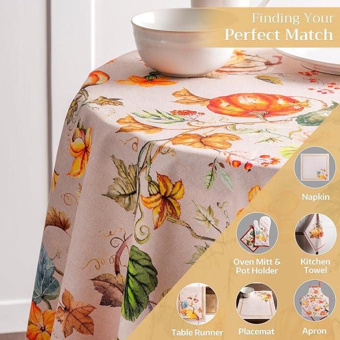 Maison d' Hermine Table Cloth Round Table 100% Cotton 69 Inches Fall Tablecloth - Image 5