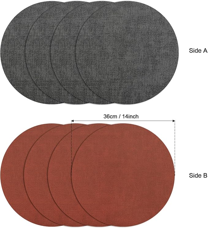 Myir JUN Round Dual-Sided Placemats, Faux Leather Set of 4 - Image 7
