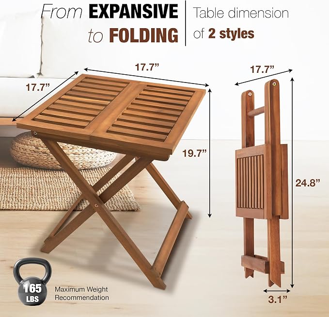 Folding Wooden Side Table – Premium Portable Foldable Table - Image 3