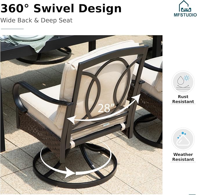 MFSTUDIO Outdoor Dining Set for 4, Patio Dining Sets - Image 3