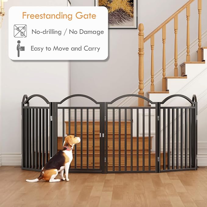 UDD Metal Folding Dog Gate Indoor 144" Extra Wide, Freestanding No Drilling Pet - Image 3