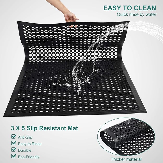 Anti Fatigue Rubber Mats Outdoor Restaurant Kitchen Rubber Drainage Floor Mat - Image 3