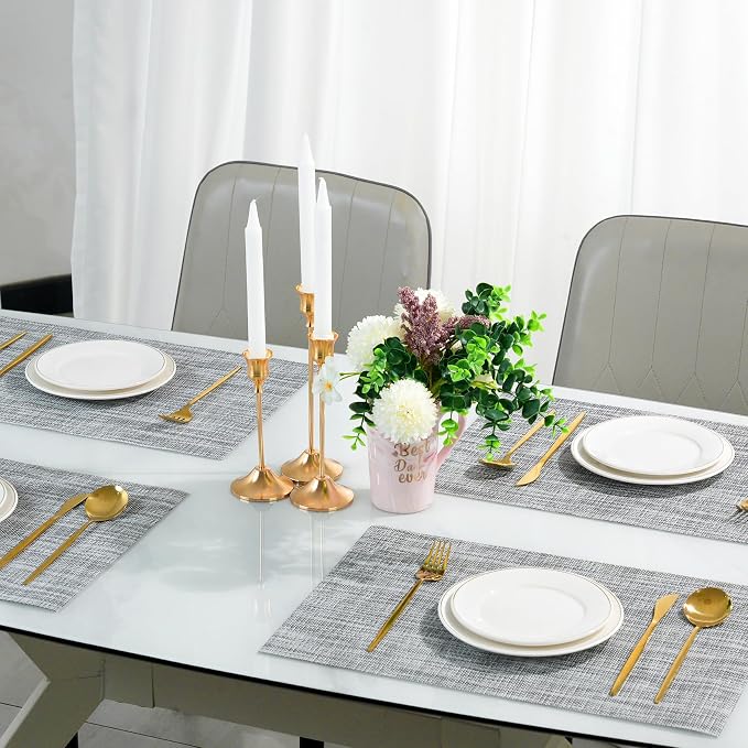 Placemats Set of 6，Non-Slip PVC Weave Table Mats Easy to Clean，Heat Resistant - Image 5