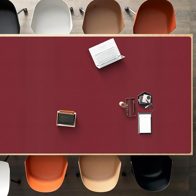 Wine Red Plastic Table Cover Protector, 1.5mm Thick Rectangle Vinyl Table Top by FURKIT