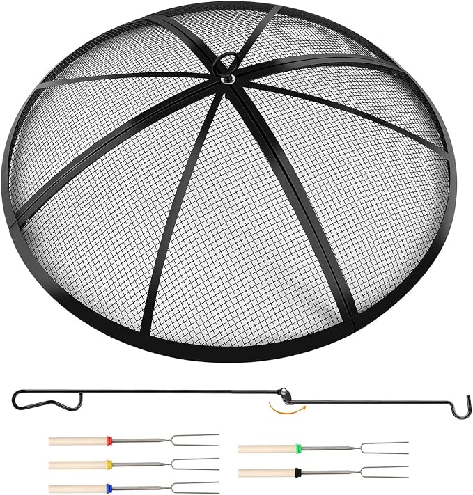 Fire Pit Spark Screen, Outdoor 40 Inch Round Fire Pit Screen by Baitedelai