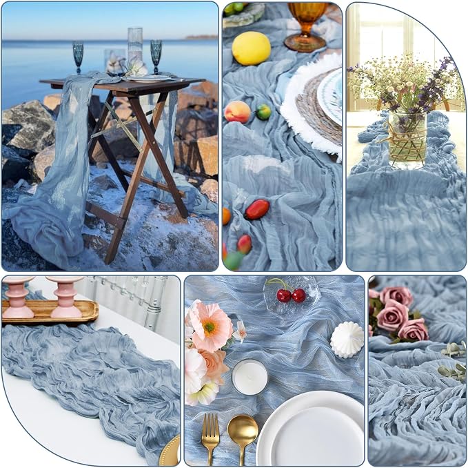 20 Packs Cheesecloth Table Runner 10FT Long Boho Gauze Fabric Table Runner - Image 3