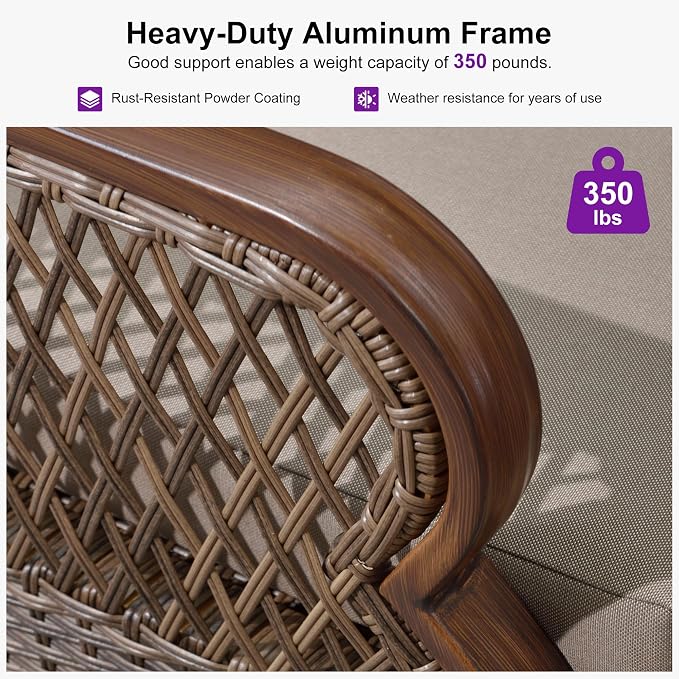 PURPLE LEAF Outdoor Dining Set for 6 All Weather Wicker Patio Dining Set - Image 8