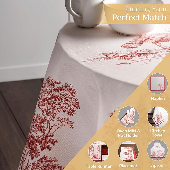 Maison d' Hermine Table Cloth Round Table 100% Cotton 63 Inches Fall Tablecloth - Image 5