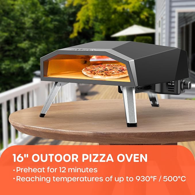 16" Outdoor Gas Pizza Oven, 80-Second Countertop Pizza Maker | - Image 4