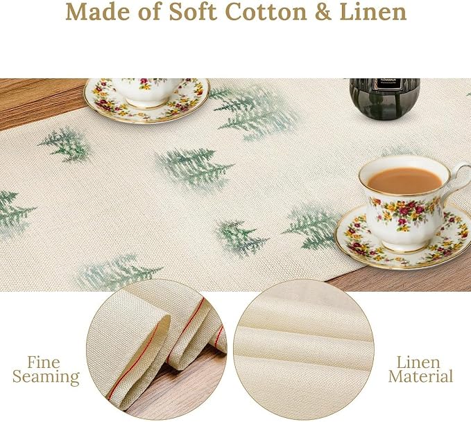 Forest Table Runner, Rustic Farmhouse Mountains Birds Pine Tree Woodland Jungle - Image 5