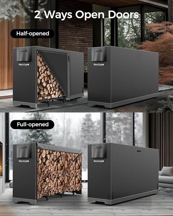 6ft Firewood Log Rack with Cover Outdoor, Heavy Duty Indoor Outdoor Firewood - Image 4