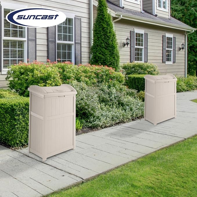 Suncast 2 Pack 15.75" x 16" x 31.6" Trash Hideaway 33 Gallon Resin Outdoor - Image 5