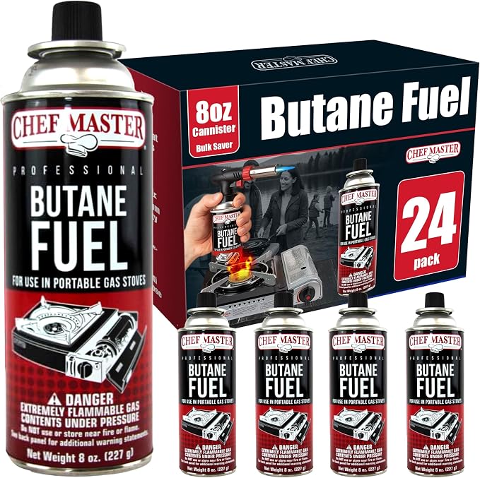 Chef Master 24x 8oz Butane Fuel Canister by ChefMasterProfessional