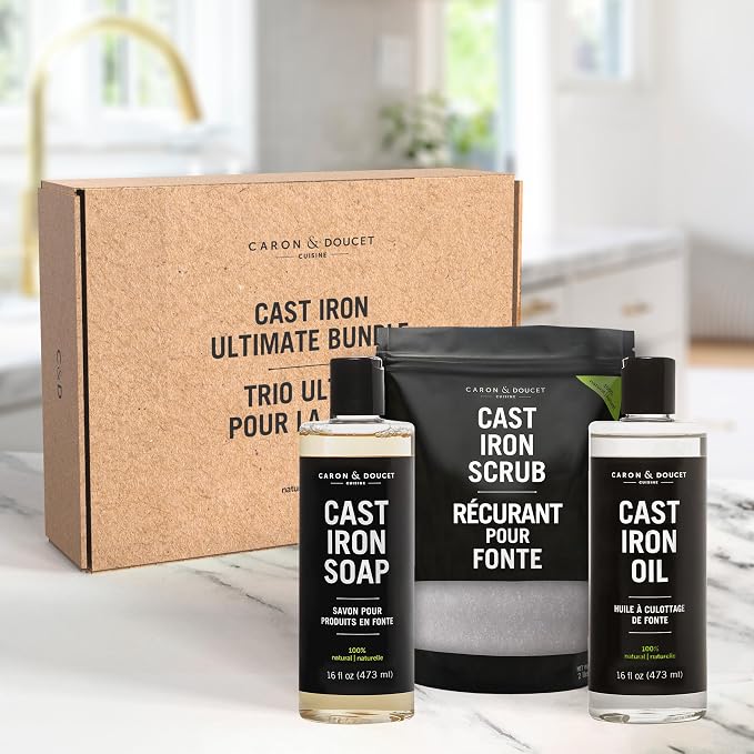 CARON & DOUCET – Ultimate Cast Iron Set PLUS: Seasoning Oil, Cleaning Soap & - Image 2