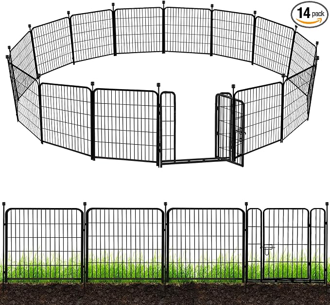 ADAVIN Tall Garden Fence 40 in×31 Ft 14 Panels, Heavy Duty Iron Metal Fence by ADAVIN