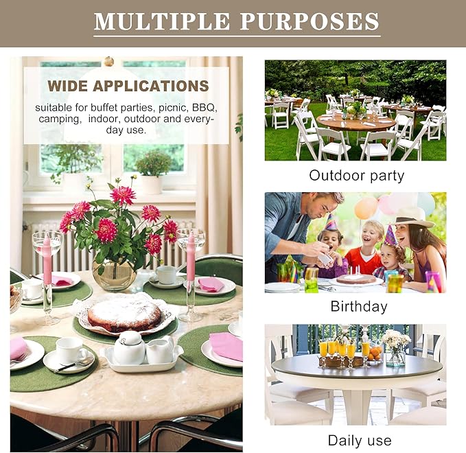 Nasitos 2 Pack Round Table Cloth Protector 60 Inch-Small Round Plastic Table - Image 4