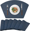 Round Table Placemats Set of 6, Faux Leather Wedge Shape Place Mats Heat by Wanlvhu