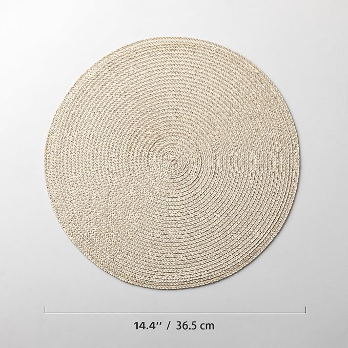 Round Placemats Set of 4 Plastic Woven Placemats Washable Wipeable Table Mats - Image 6