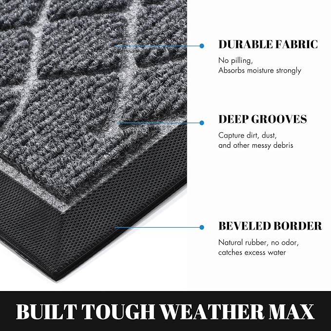 Yimobra Large Door Mat 36x24, All-Season Waterproof Doormat Outdoor Entrance - Image 2