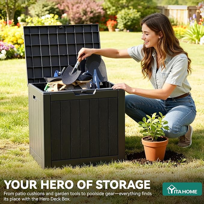 YITAHOME 31 Gallon Outdoor Storage Deck Box, Waterproof Resin Package Delivery - Image 2