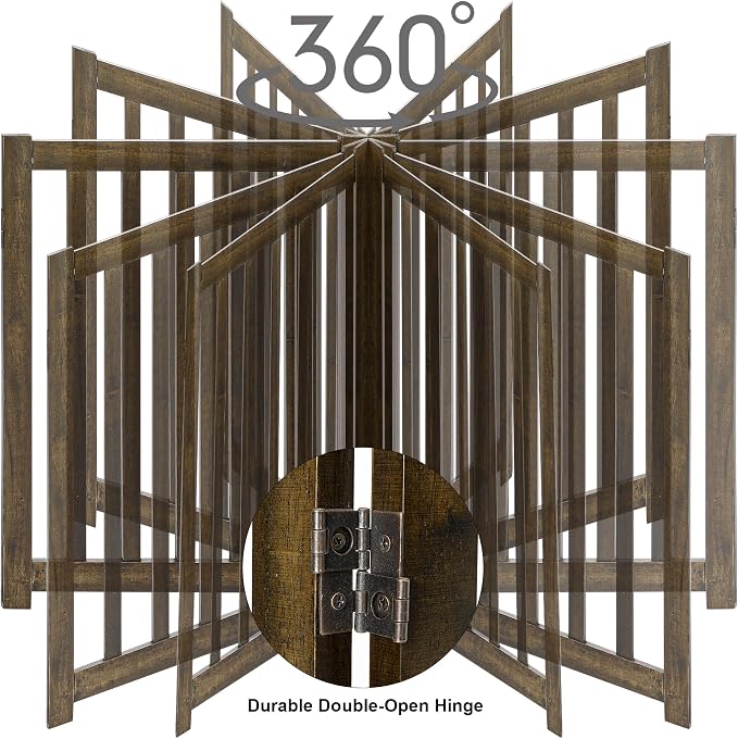 LZRS 3-Panel Wooden Free Standing Foldable Dog Gate Indoor – 24" High, - Image 5