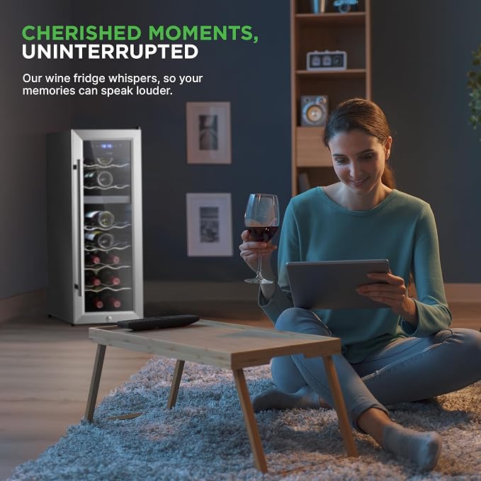 Nutrichef 18 Bottle Wine Fridge | Dual Zone Wine Chiller | Adjustable - Image 7