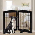 LZRS 2-Panel Freestanding Adjustable Wooden Dog Gate—30” Tall Foldable Pet by LZRSPET